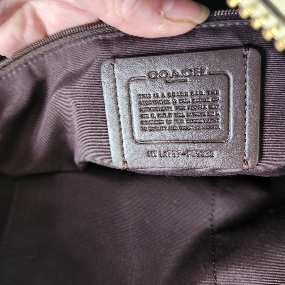 Coach Ivory Leather Tote with Gold Accents - Picture 12 of 15